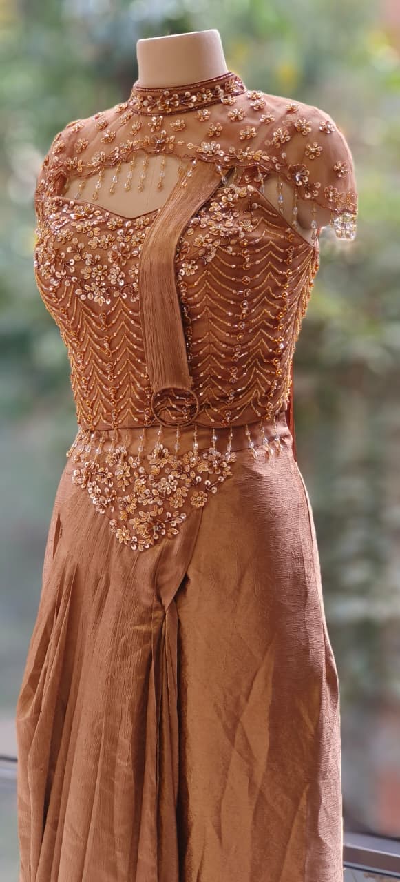 Designer Drape Saree Evening Wear Very Elegant With Crystal Handwork DRYWASH