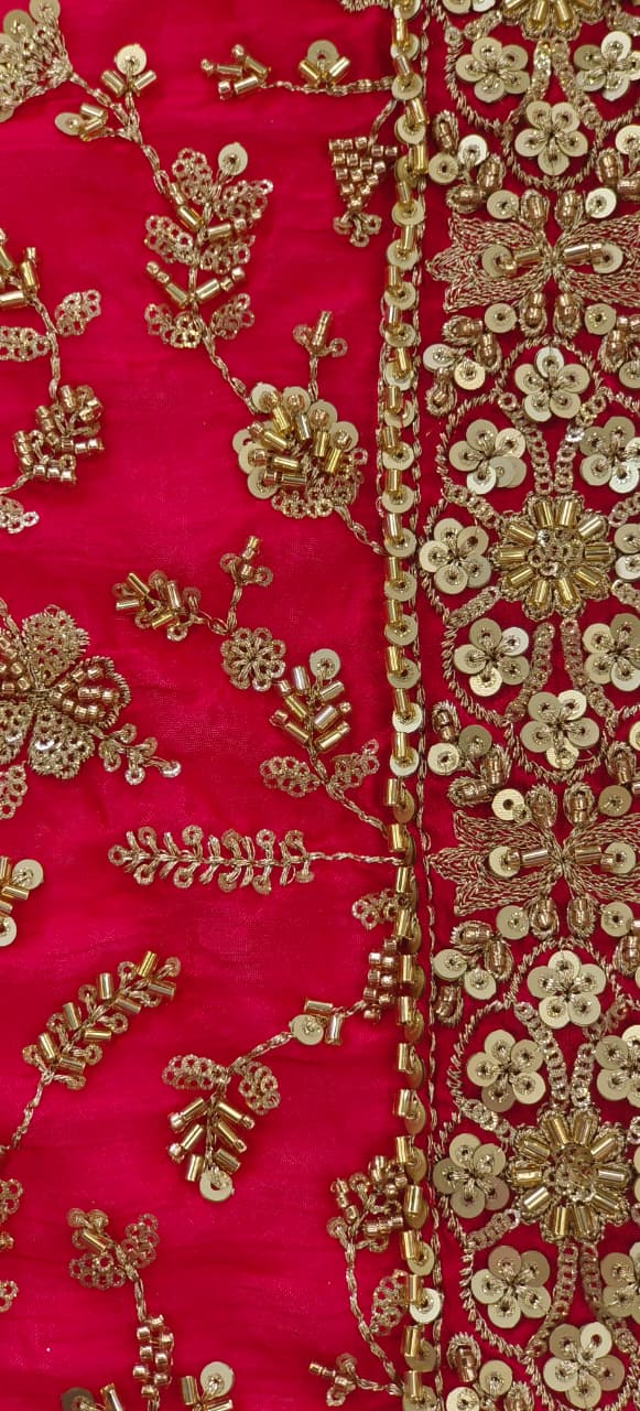 Flowy Chinon Fabric Anarkali Full Suit Set  With Contrast Heavy Embellished Dupatta