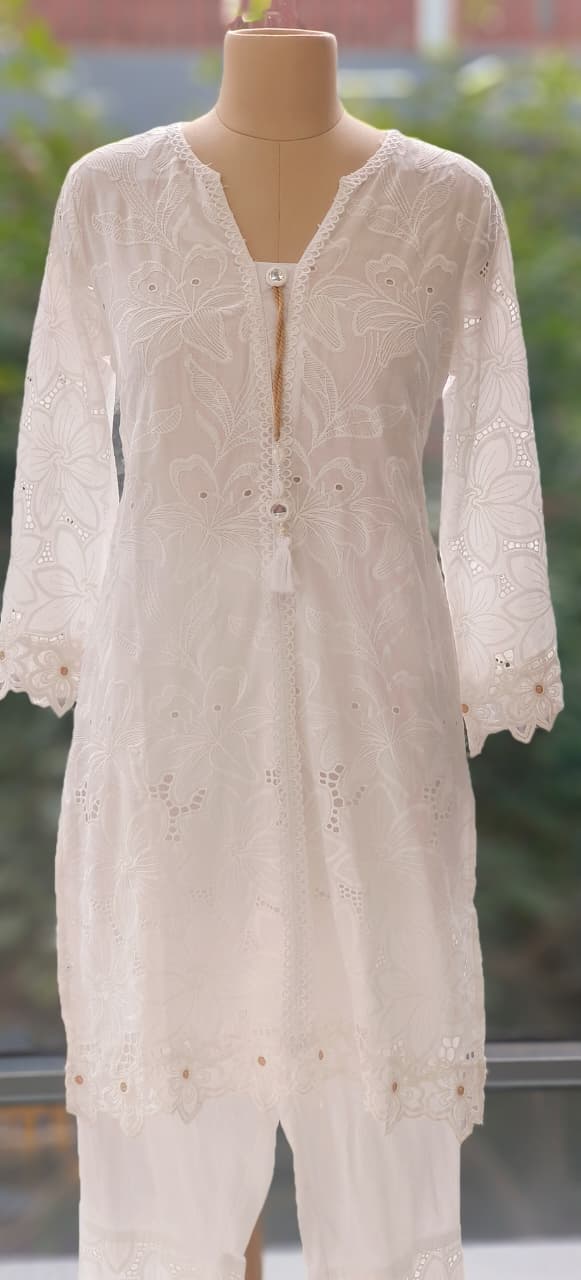 Shifli Fabric Cotton Cut Work Lace Kurta Pant-12309,12308