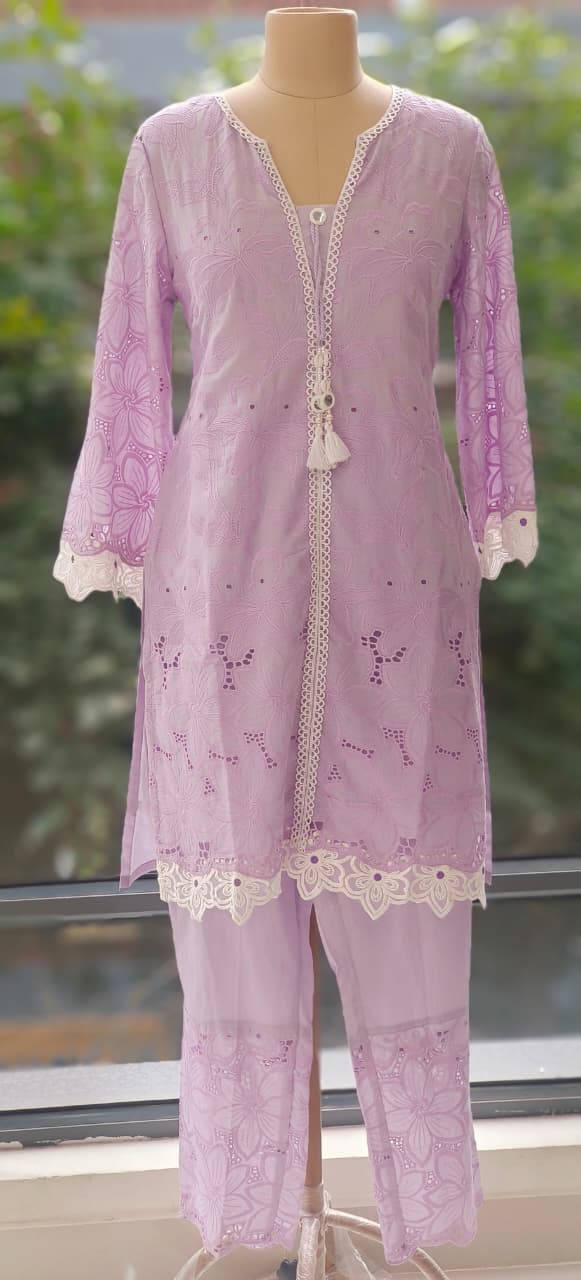 Shifli Fabric Cotton Cut Work Lace Kurta Pant-12309,12308