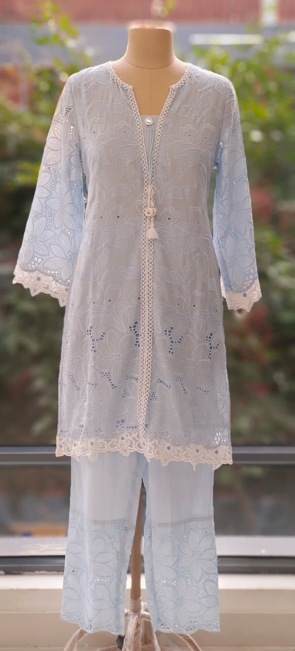 Shifli Fabric Cotton Cut Work Lace Kurta Pant-12309,12308
