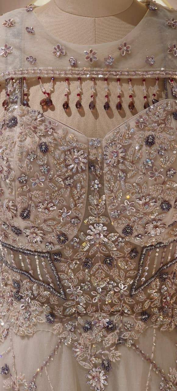 Royal Luxe Ivory Crystal Beaded Floor-Length Ball Gown- 12346