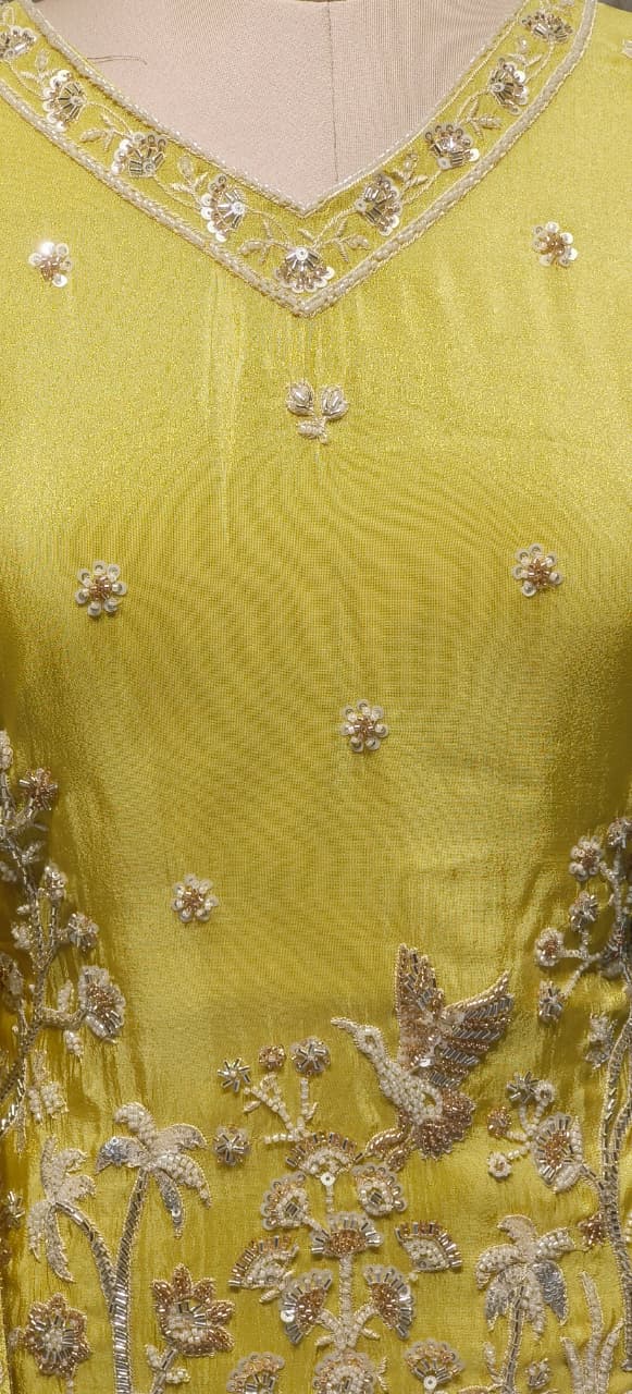 Premium Sunshine Yellow Silk Lehenga Set with Intricate Zari Thread Embroidery and Matching Dupatta-12556 Dry Wash