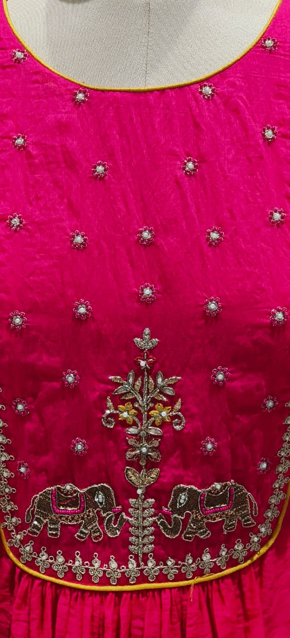 Surat Mul Chanderi Festival Collection Suit with Handcrafted Yoke Design, Rich Embellishments & Classic Dupatta