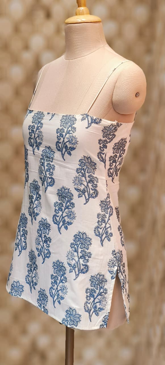 Floral Printed Soft Printed Camisole Top with Trendy Lace-Up Back Detailing