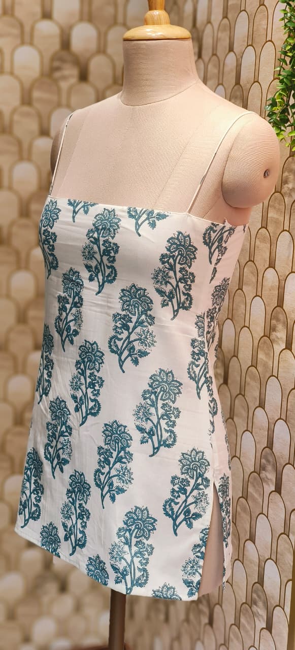 Floral Printed Soft Printed Camisole Top with Trendy Lace-Up Back Detailing