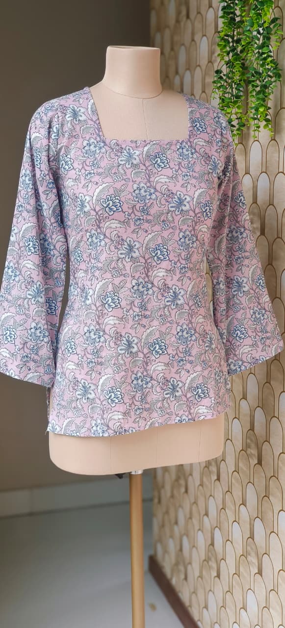 Summer Cotton Kurti with Tieing Knots Behind For Teen