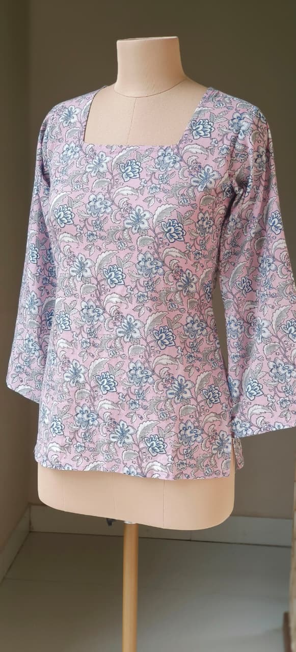 Summer Cotton Kurti with Tieing Knots Behind For Teen