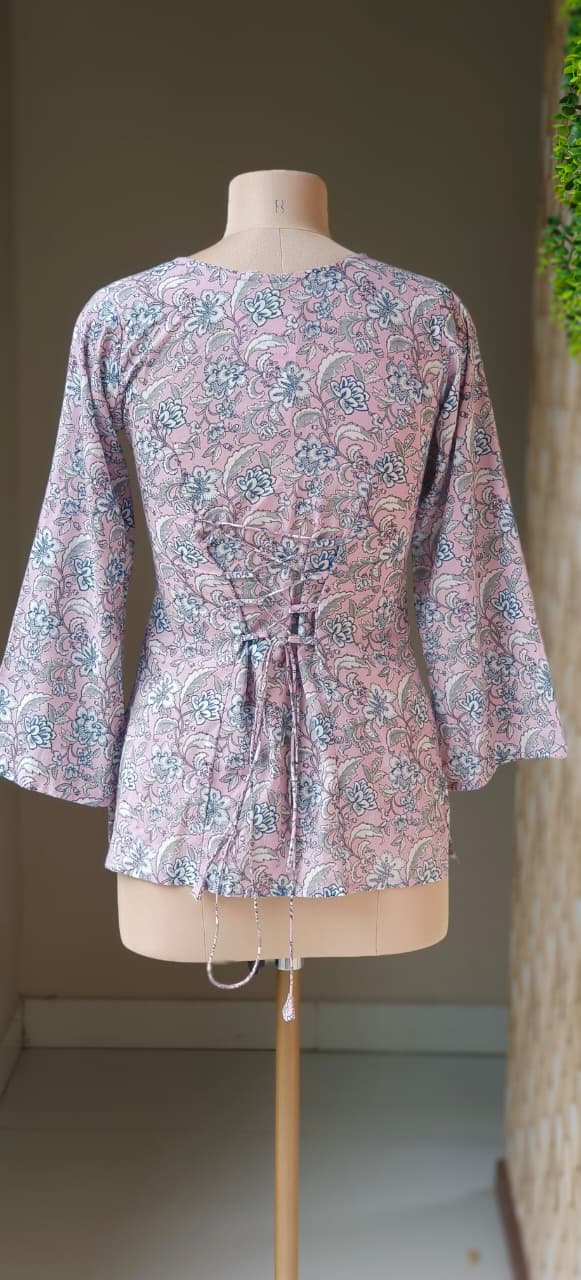 Summer Cotton Kurti with Tieing Knots Behind For Teen