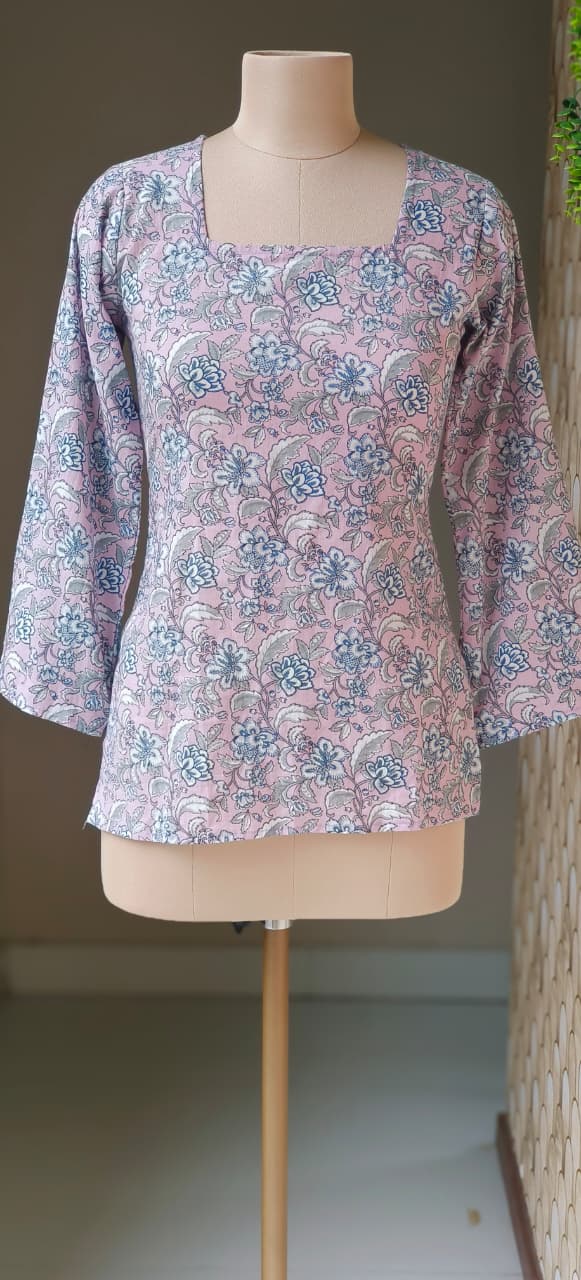 Summer Cotton Kurti with Tieing Knots Behind For Teen