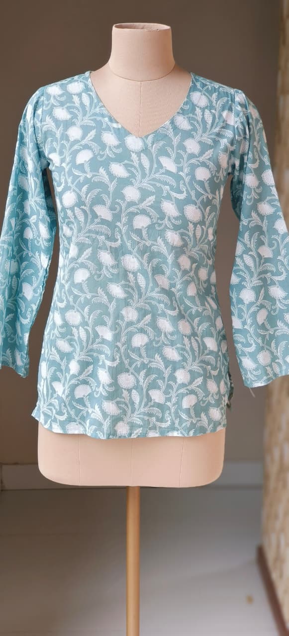 Summer Cotton Kurti with Tieing Knots Behind For Teen