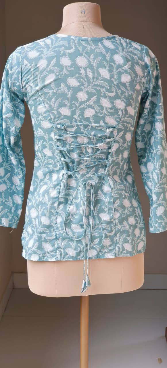 Summer Cotton Kurti with Tieing Knots Behind For Teen