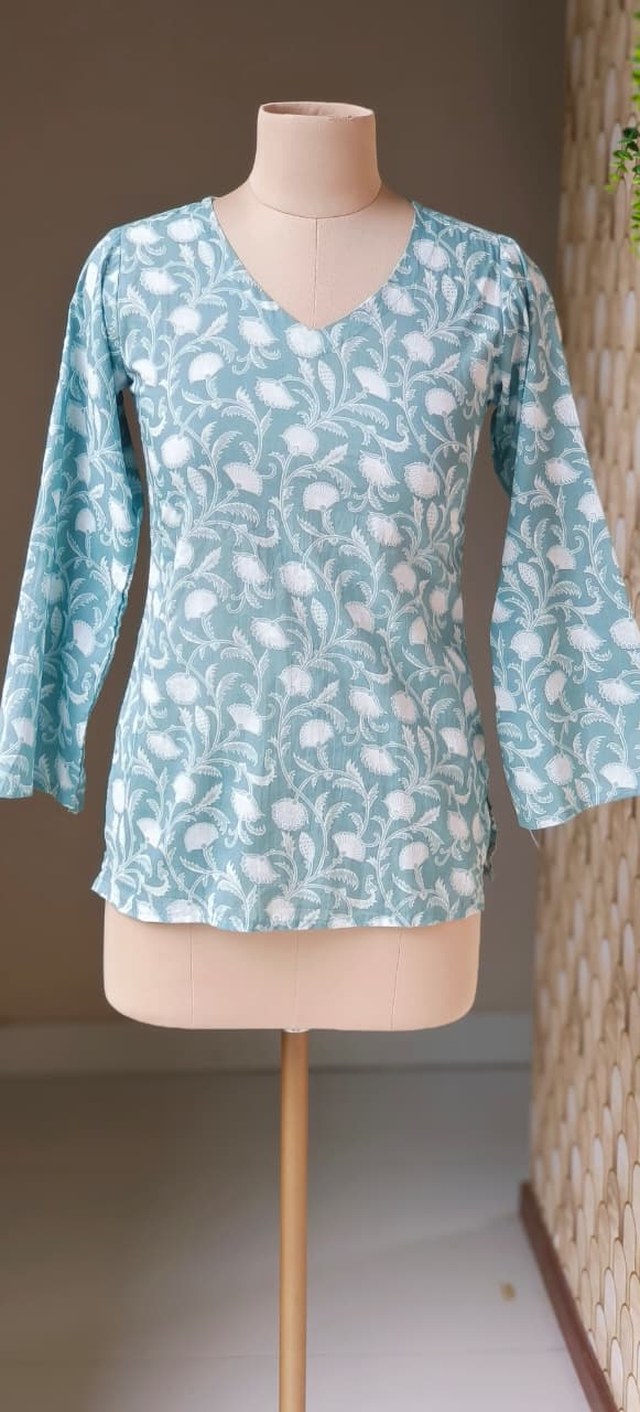 Summer Cotton Kurti with Tieing Knots Behind For Teen