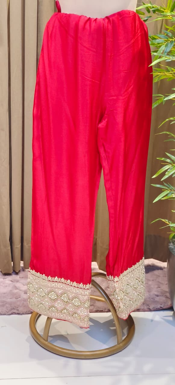 Zarbaft Regal Royal Zari Embroidered Pearl Tasseled Anarkali Full Suit Set With Heavily Worked Dupatta & Loose Bottom- 12450