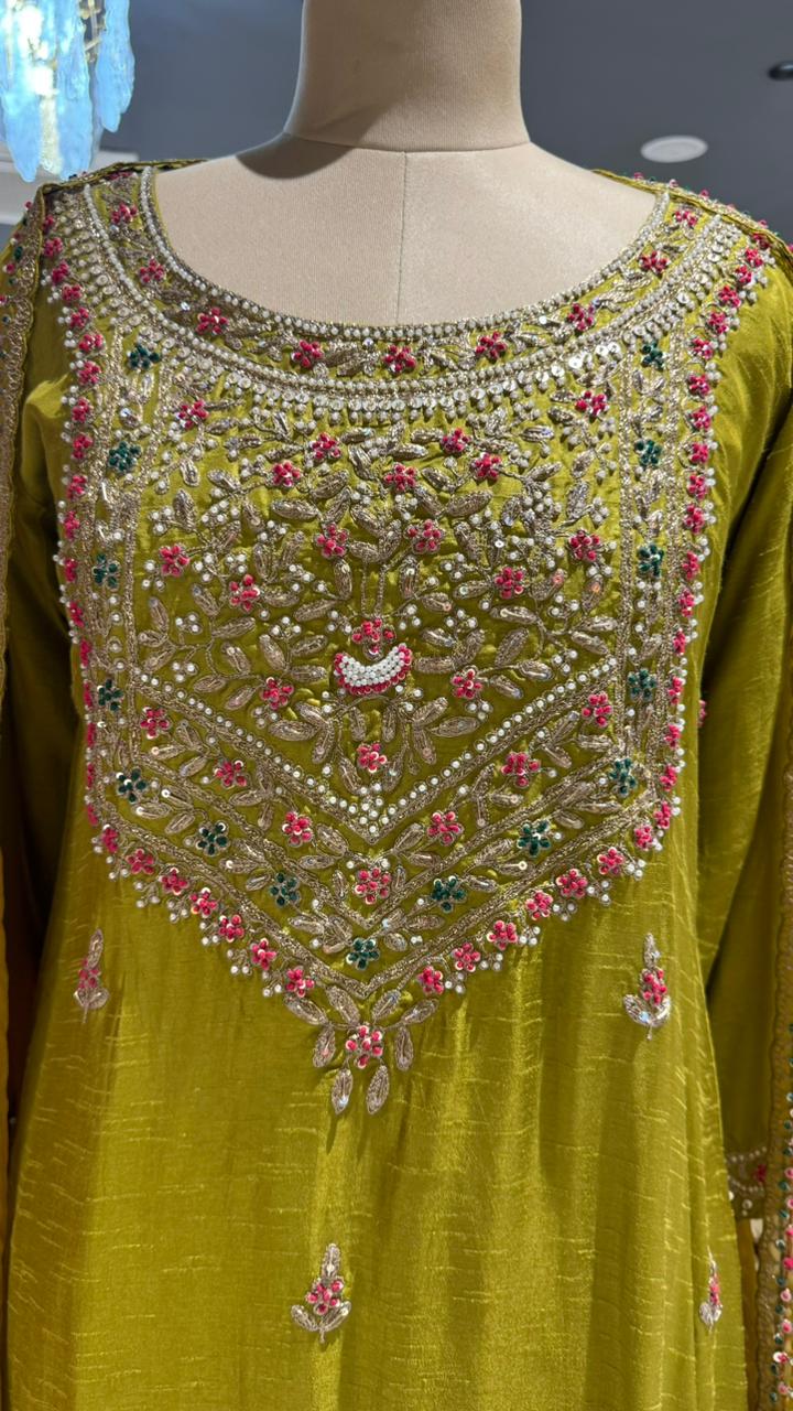 Grand Front Work A-Line Full Suit Set With Heavily Work Dual-Tone Dupatta In Dola Silk Fabric- 12791, 12792