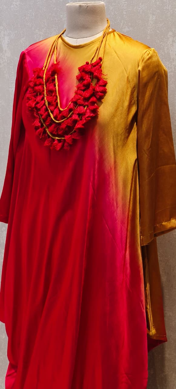 Modal Satin Very Stylish Drape Look Dual-Tone Festive Fusion Indo-Western Wear With Separate Neck Piece- 12842, 12841