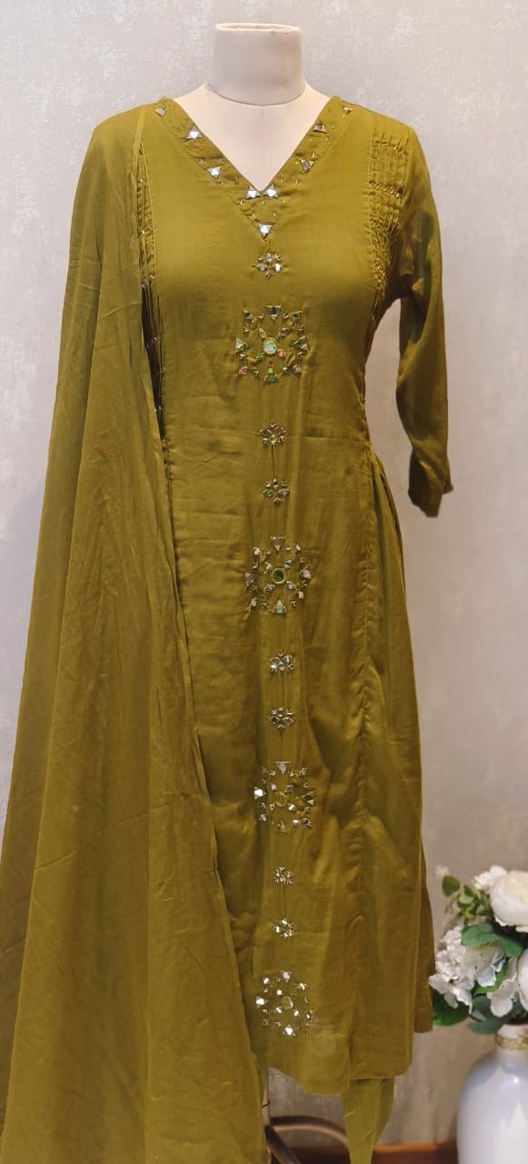 Real Mirror Thread Upwork A-Line Full Suit Set With Dupatta In Mul Cotton Fabric-12863,12864