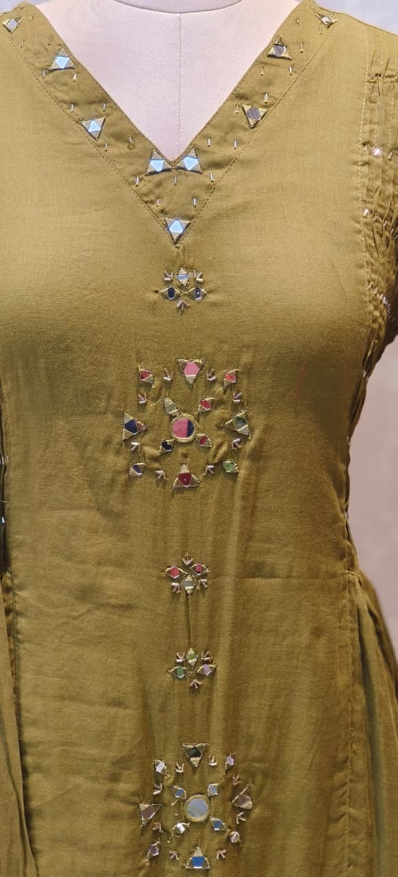 Real Mirror Thread Upwork A-Line Full Suit Set With Dupatta In Mul Cotton Fabric-12863,12864