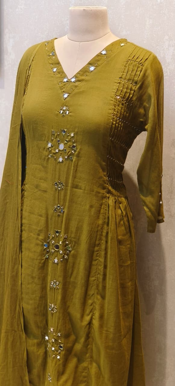 Real Mirror Thread Upwork A-Line Full Suit Set With Dupatta In Mul Cotton Fabric-12863,12864