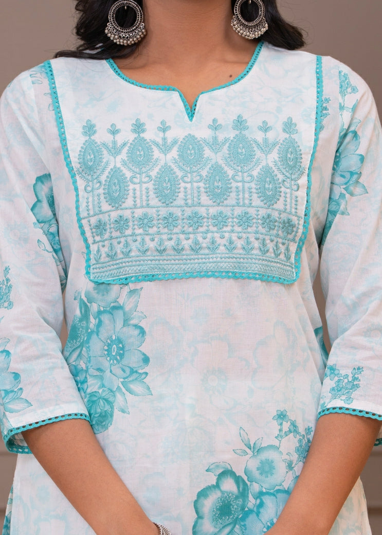 Lightweight Pure Cotton Printed Suit Set with Straight Kurta, Coordinated Bottom & Flowing Dupatta