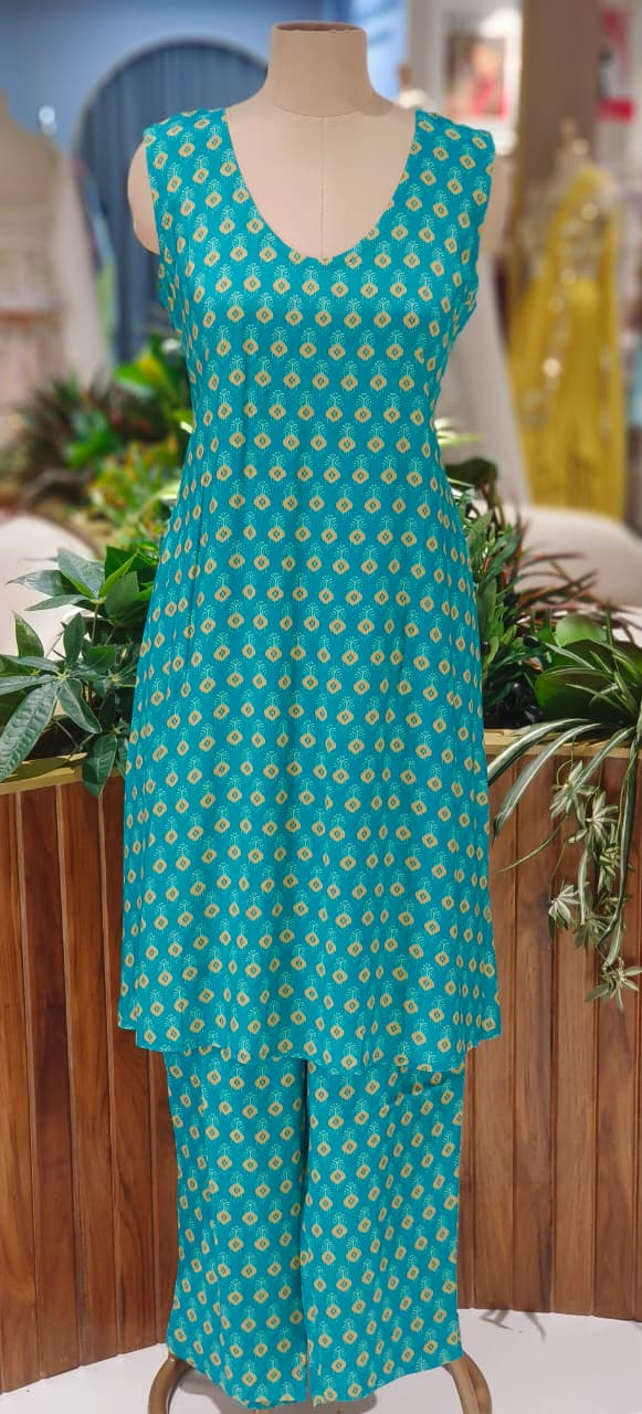 Boho Chic Designer A-Line Full Suit Set With Inner Bottom & Dupatta- 12926,27