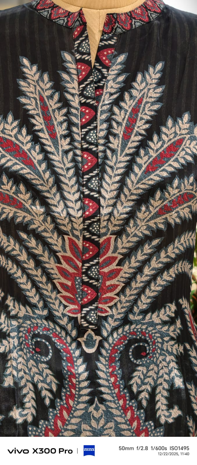 Multi Prints Folk Art Mandarin Collar Kurta Pant Set In Crepe Fabric- 12952