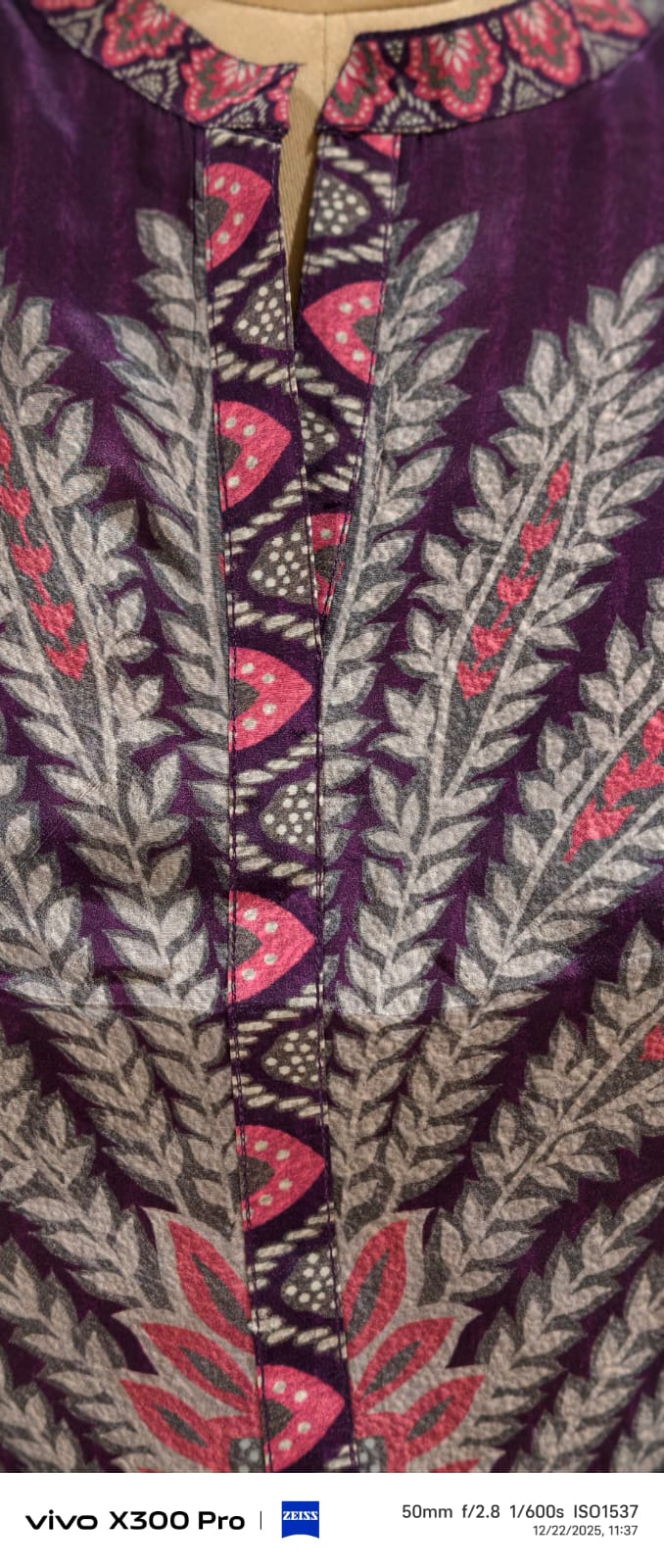 Multi Prints Folk Art Mandarin Collar Kurta Pant Set In Crepe Fabric- 12952