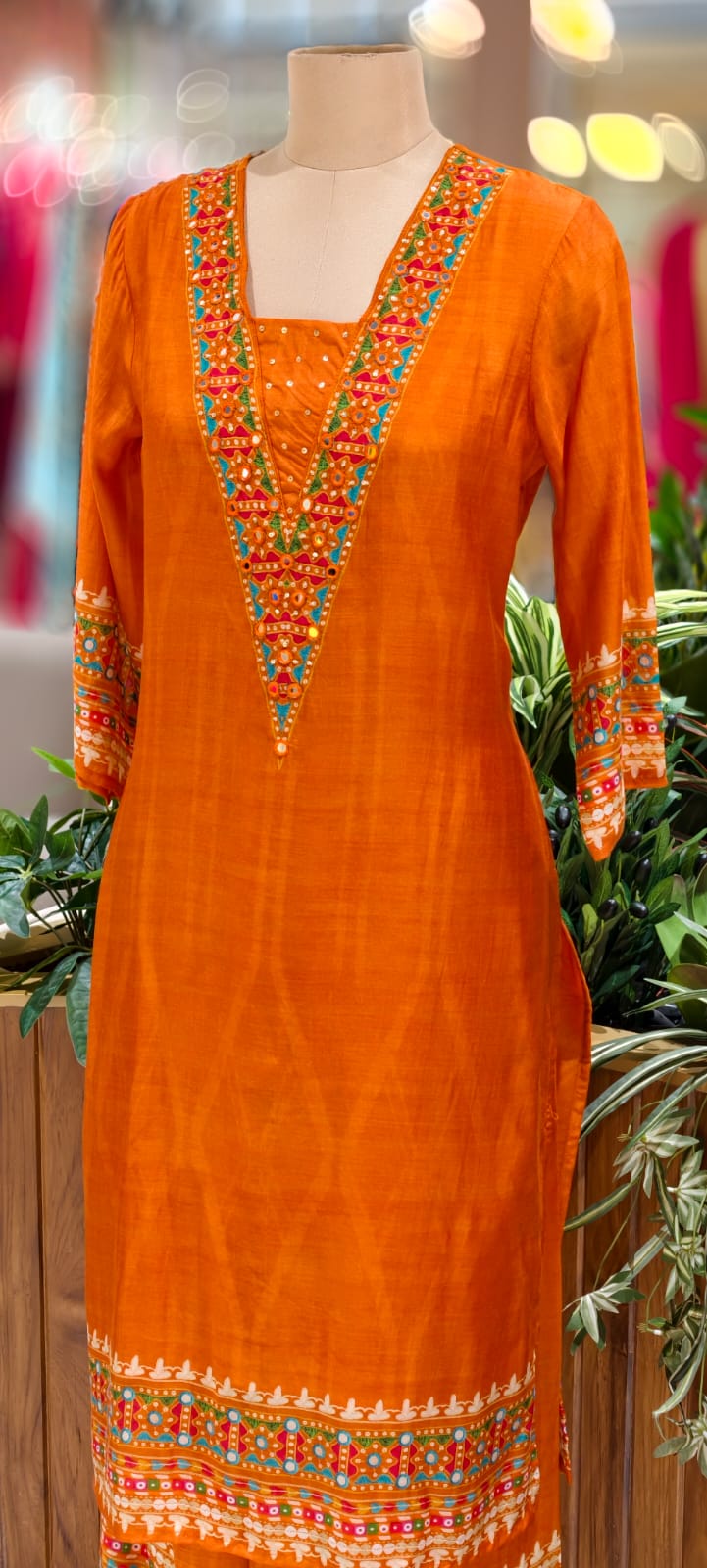 Rajasthani Touch Boho Look Saffron Elegance Kurta Pant Set In Muslin Fabric-12987