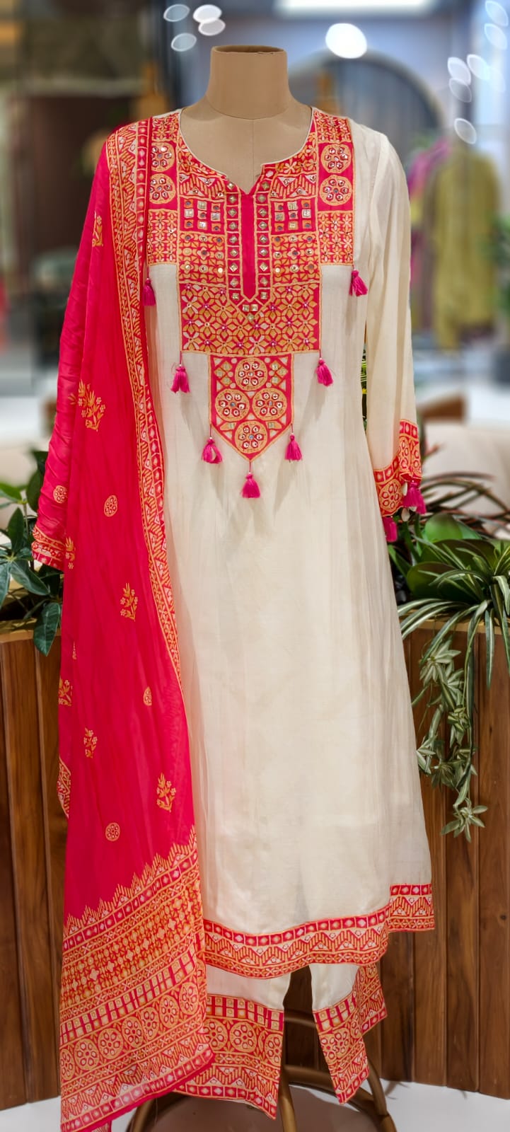 Boho Tasselled Rajasthani Look Full Suit Set With Dupatta- 12985