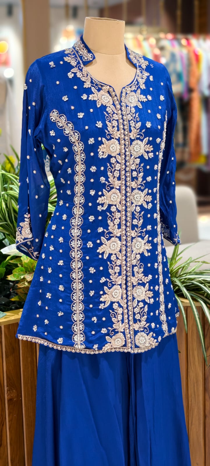 Imperial Bloom Royal Zari Heritage Kurta With Flared Palazzo Set