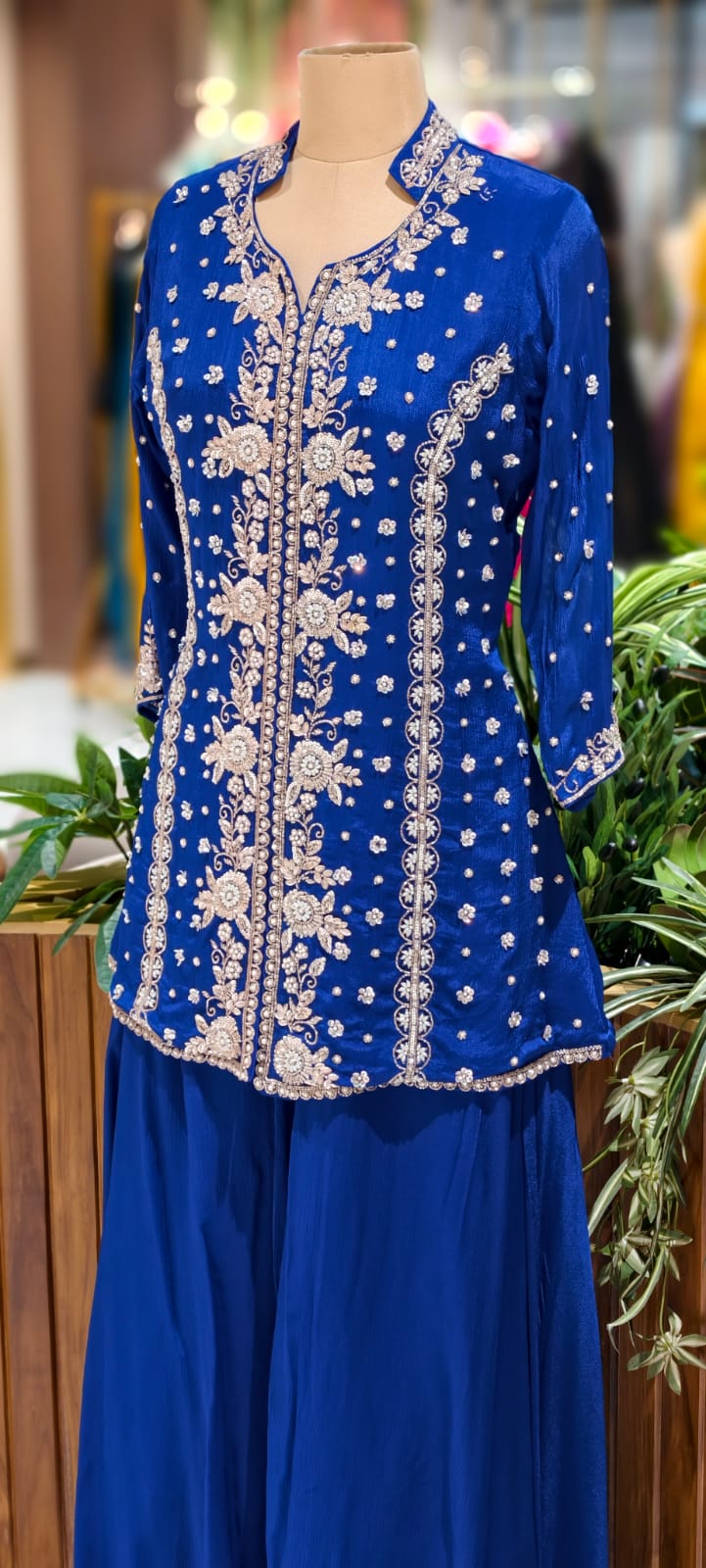 Imperial Bloom Royal Zari Heritage Kurta With Flared Palazzo Set