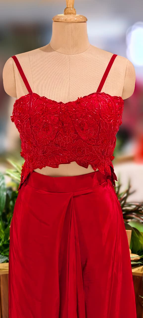 Luxurious Cut-Dana Embellished Leafy Cut-Work Blouse With Drape Saree- 13038