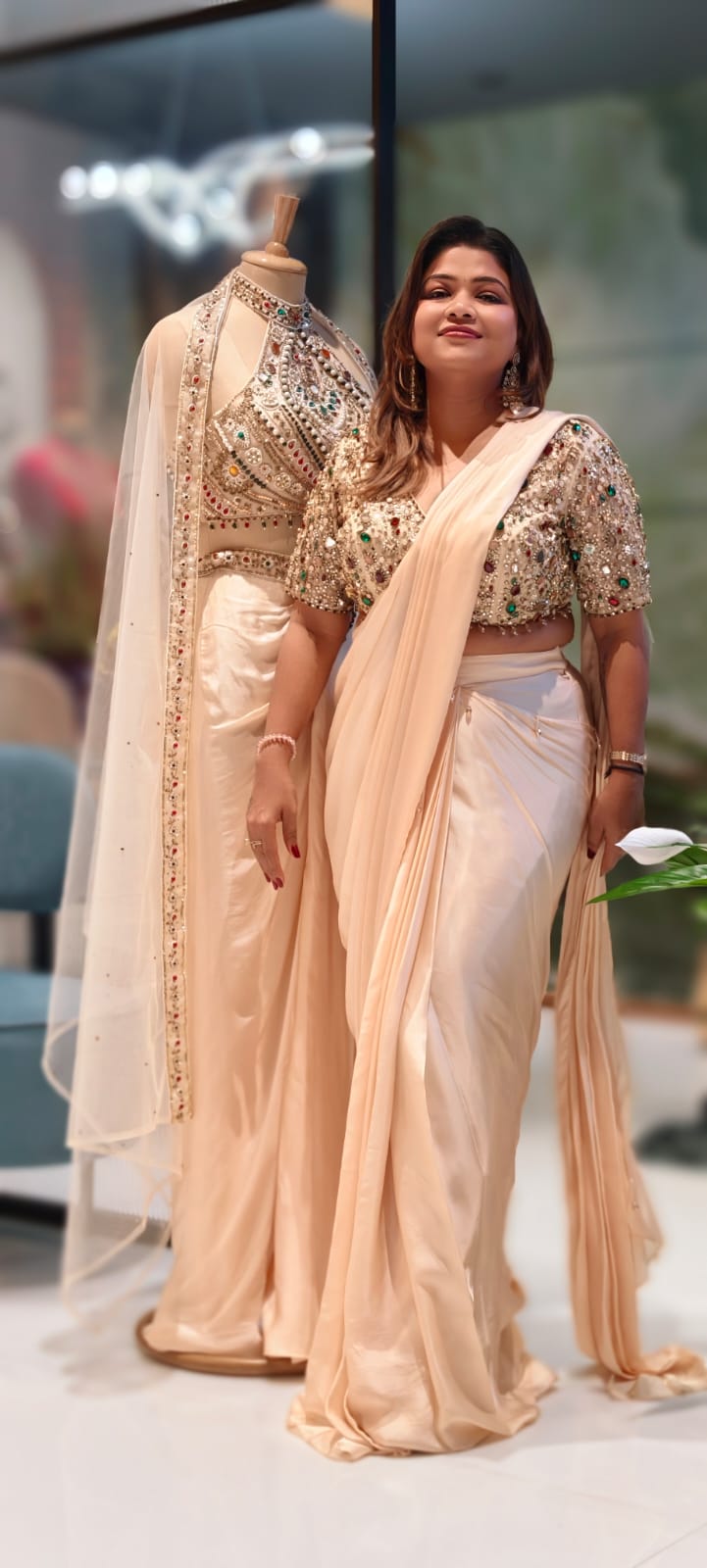 Jewellery Multicolour Stone Heavy Work Premium Designer Saree- 13039