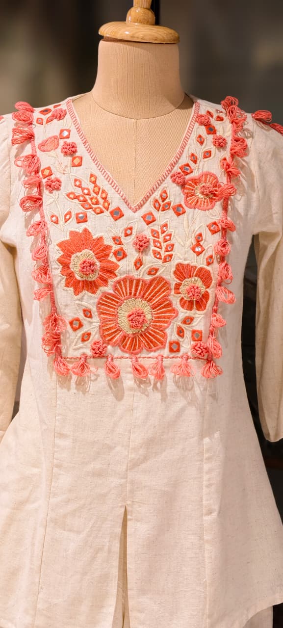 Pure Thread Embroidery Boho Chic Flex Cotton Matching Co-Ord Set- 13210