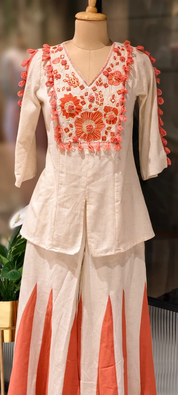 Pure Thread Embroidery Boho Chic Flex Cotton Matching Co-Ord Set- 13210