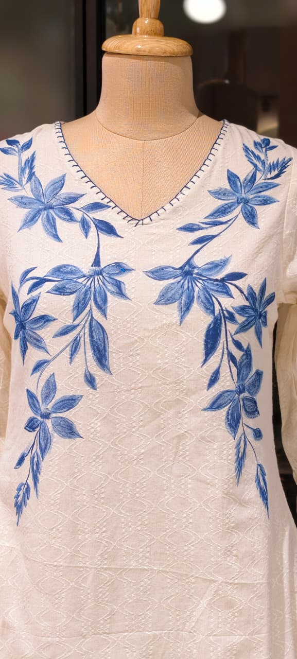 Very Decent Leafy Printed Soft Cotton Ruffled Frock- 13209