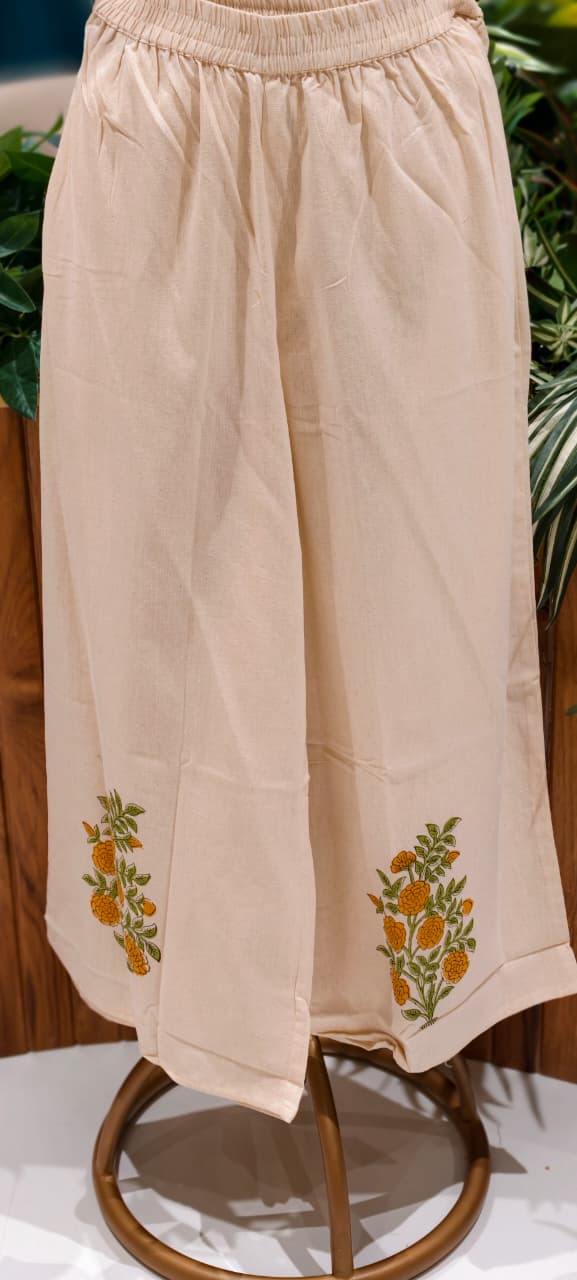 Real Mirror Beautiful Neck Line Floral Printed A-Line Kurta Pant Set In Cotton Fabric-13222