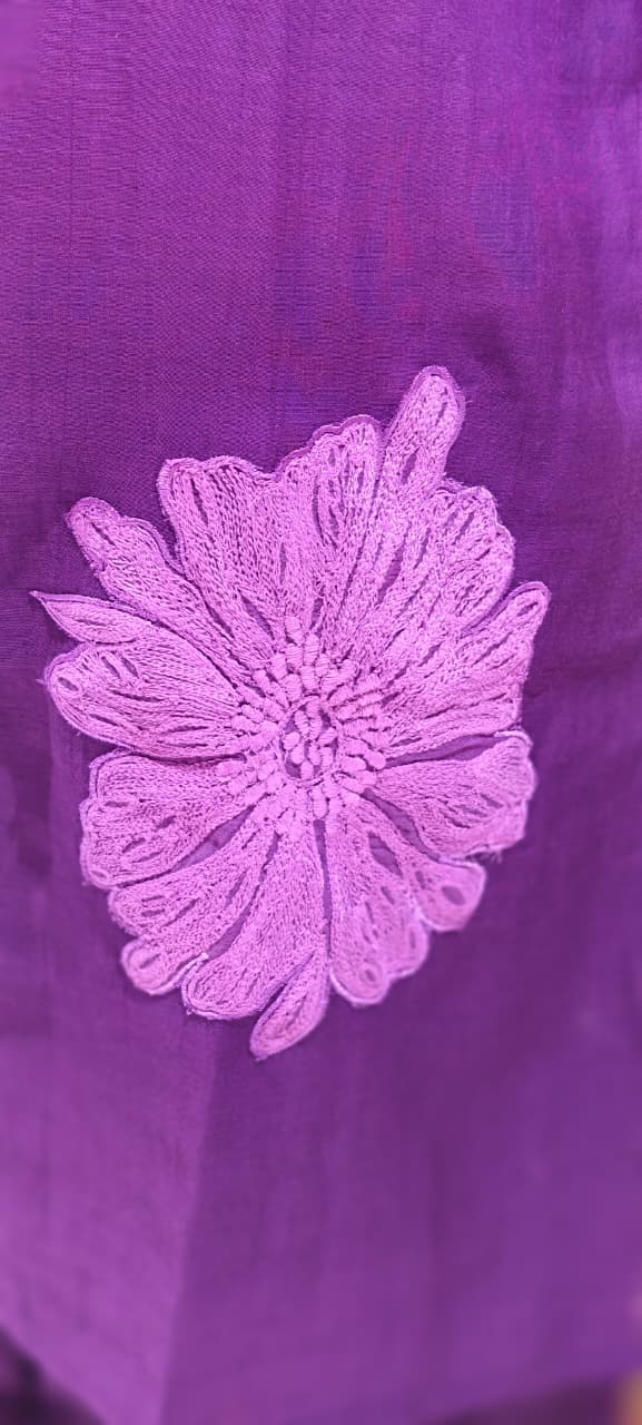 Floral Patched Look Embroidery Work Solid Ombre Shade Co-Ord Set-13270