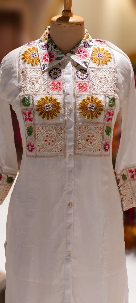 Soft Luxe Very Premium Meadow Embroidered Co-Ord Set In Chinon Fabric-13281