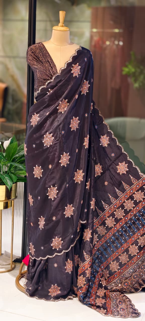 Royal Intricate Motifs Rich Pallu Designer Saree With Unstitched Blouse- 13345