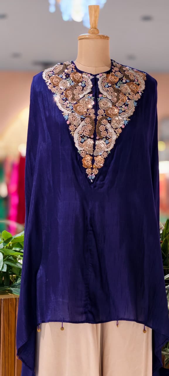 3D Shine Embellished Sequin Heavy Hand Work Yoke Outer With Buster & Flowy Palazzo Bottom- 13248