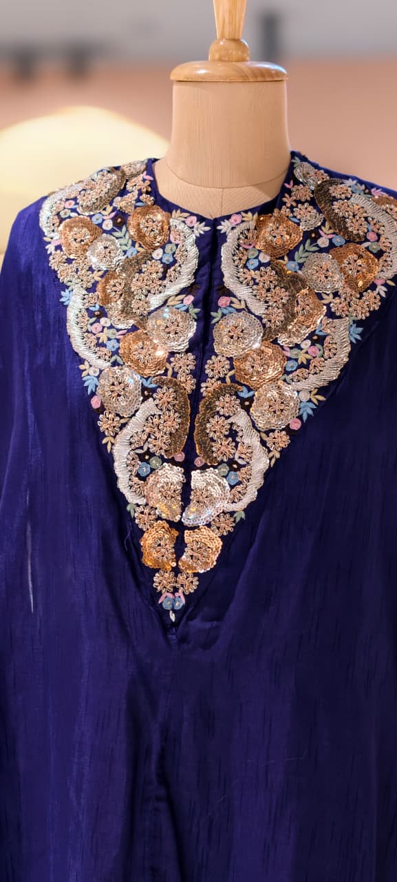 3D Shine Embellished Sequin Heavy Hand Work Yoke Outer With Buster & Flowy Palazzo Bottom- 13248