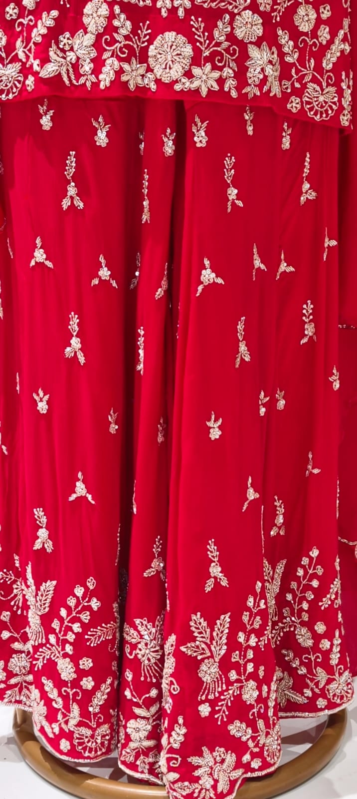 Party Wear Heavy Hand Work Ensemble Vibrant Tone Matching Sleeveless Kurta With Flared Palazzo Bottom