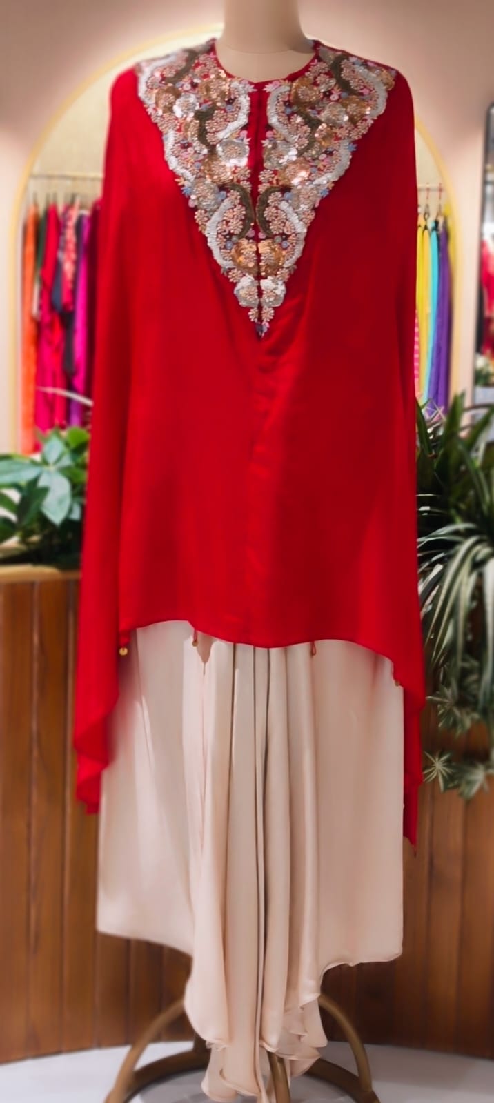 3D Shine Embellished Sequin Heavy Hand Work Yoke Outer With Buster & Flowy Palazzo Bottom- 13248