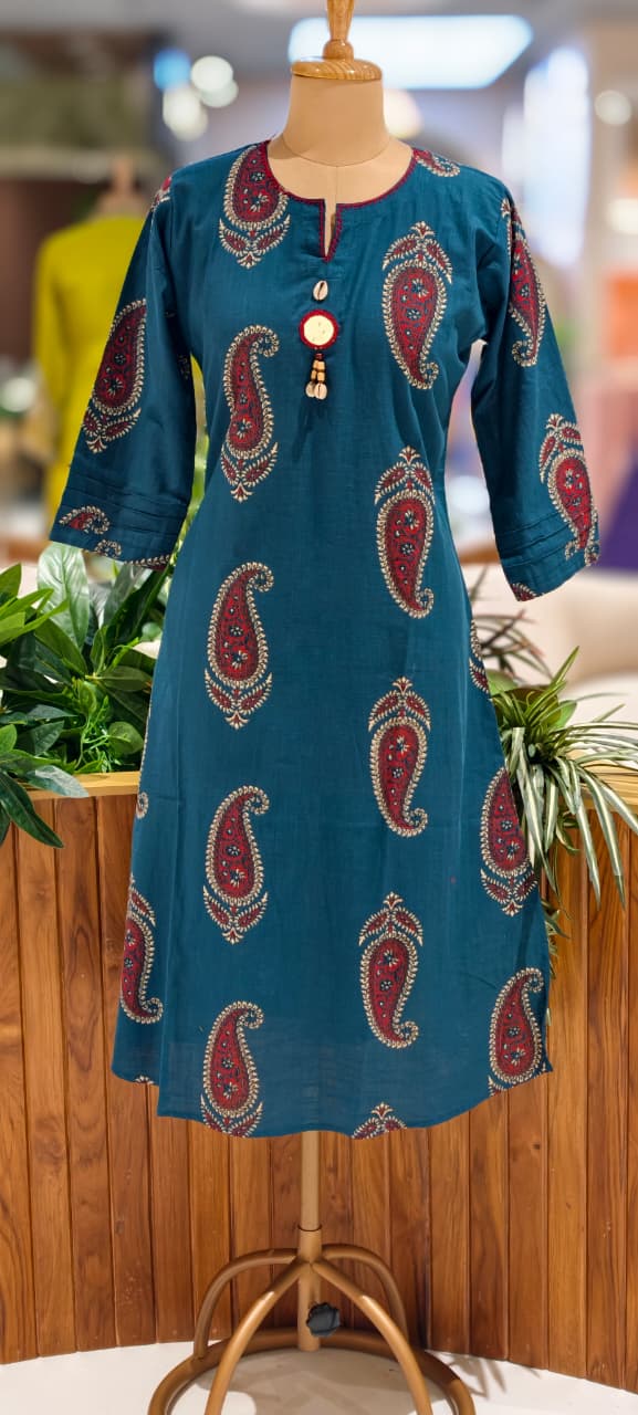 Verdent Mango Buti Print Casual Wear A-Line Kurti Only-13525