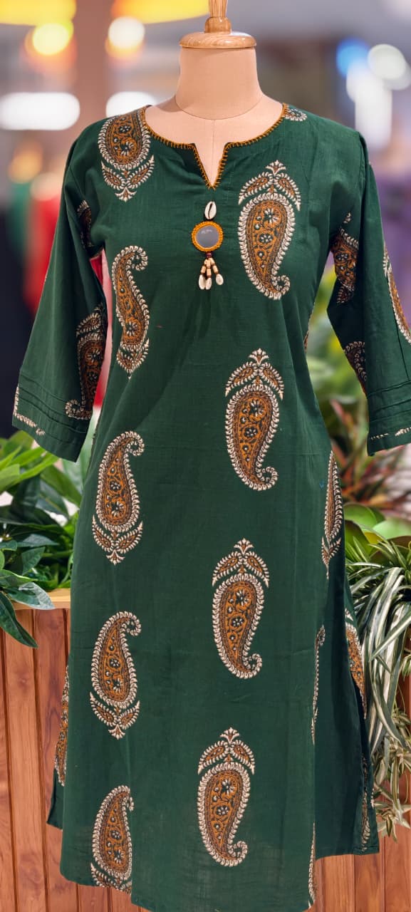 Verdent Mango Buti Print Casual Wear A-Line Kurti Only-13525