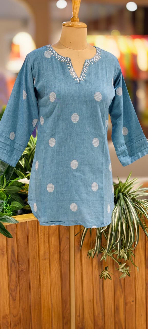 Premium Cotton Minimal Prints Summer Friendly Short Kurti Only-13518