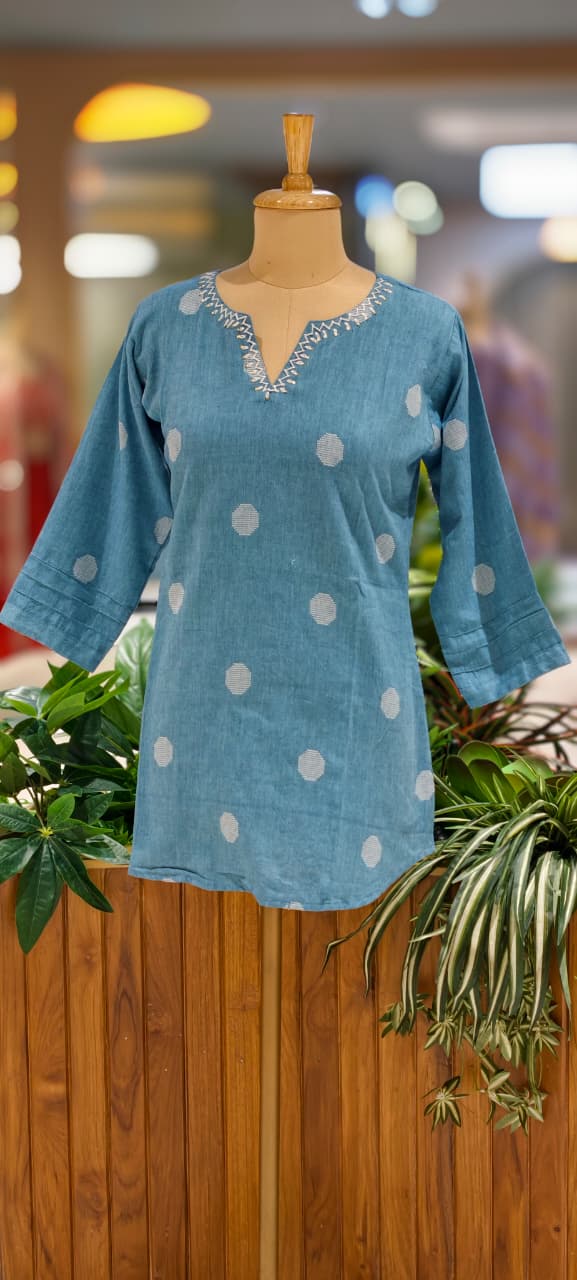 Premium Cotton Minimal Prints Summer Friendly Short Kurti Only-13518
