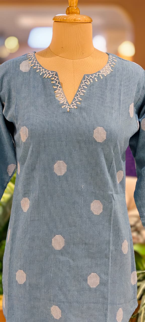 Premium Cotton Minimal Prints Summer Friendly Short Kurti Only-13518