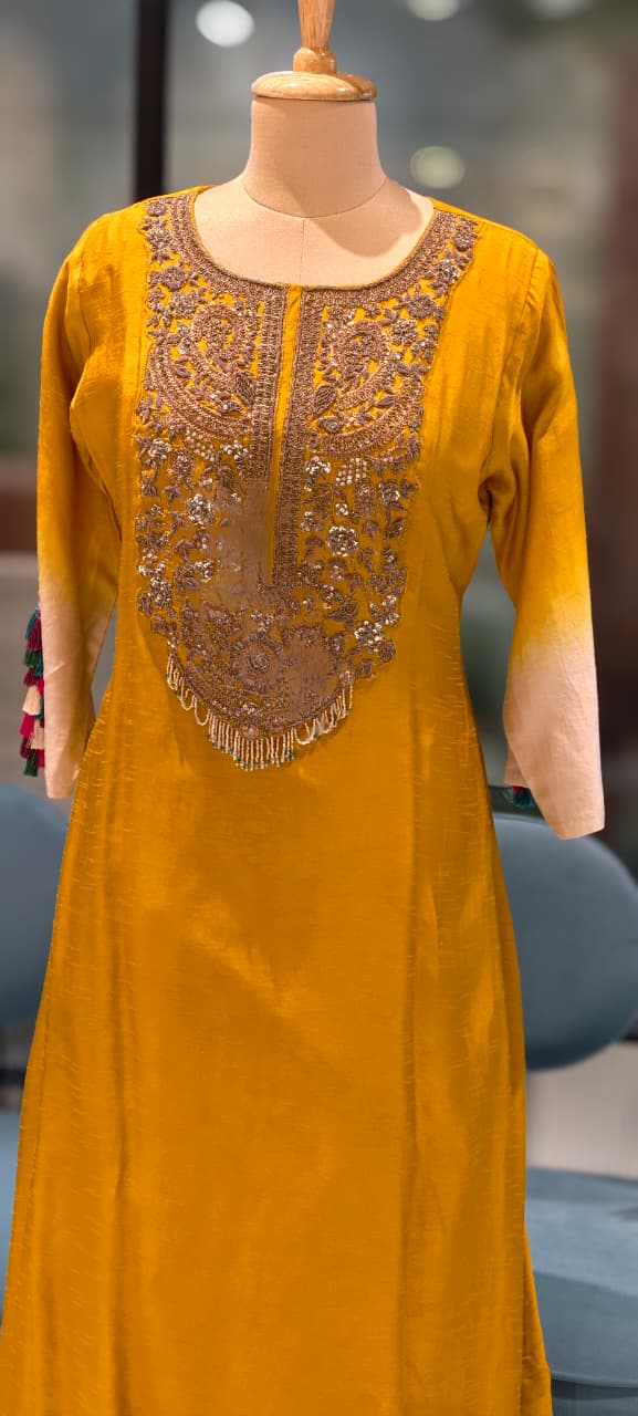 Stunning Hand-Embroidery Exquisite Festive Wear Kurta Pant Set- 13250